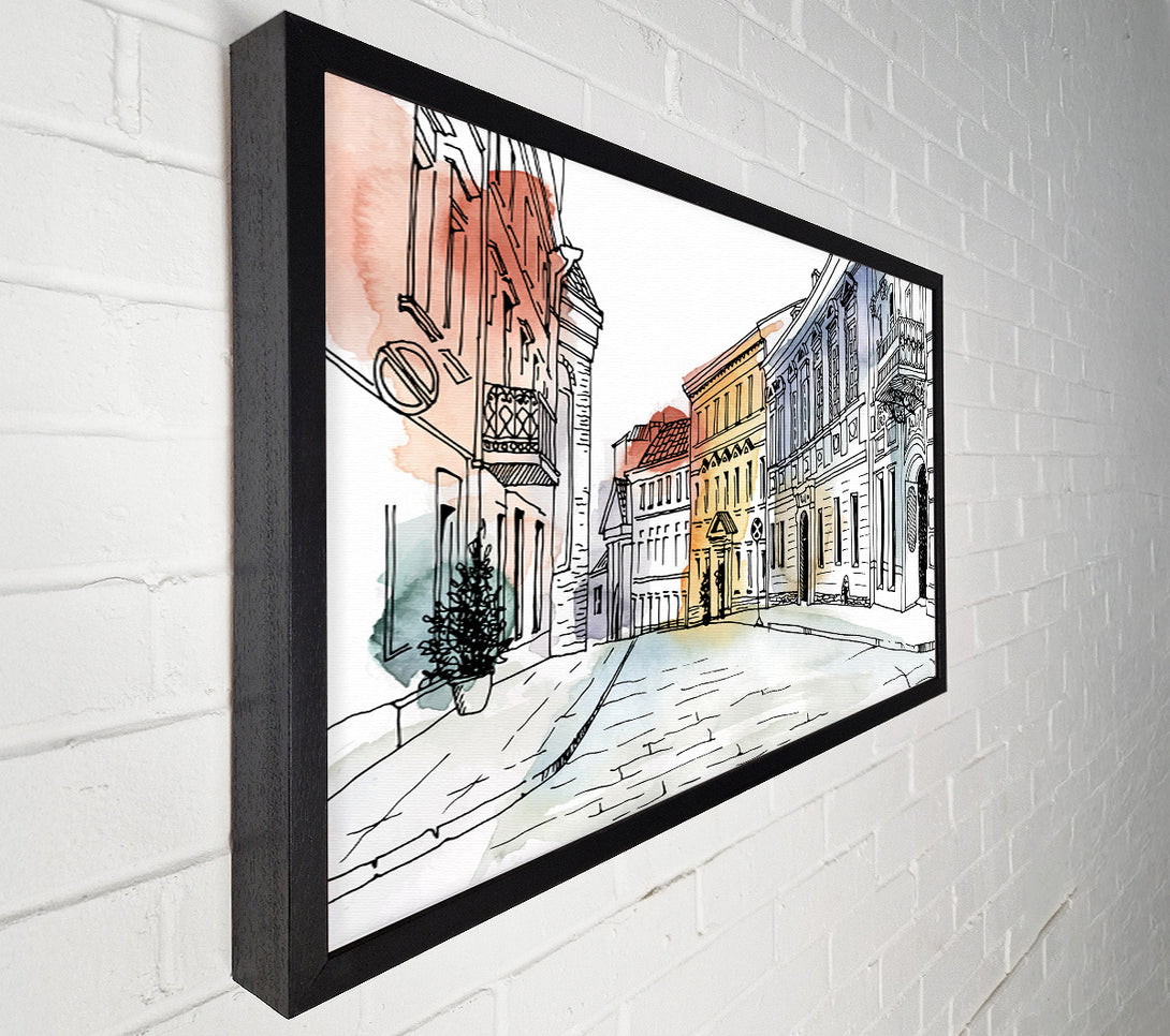  A Canvas Print of Watercolour Village Sketch Canvas Art