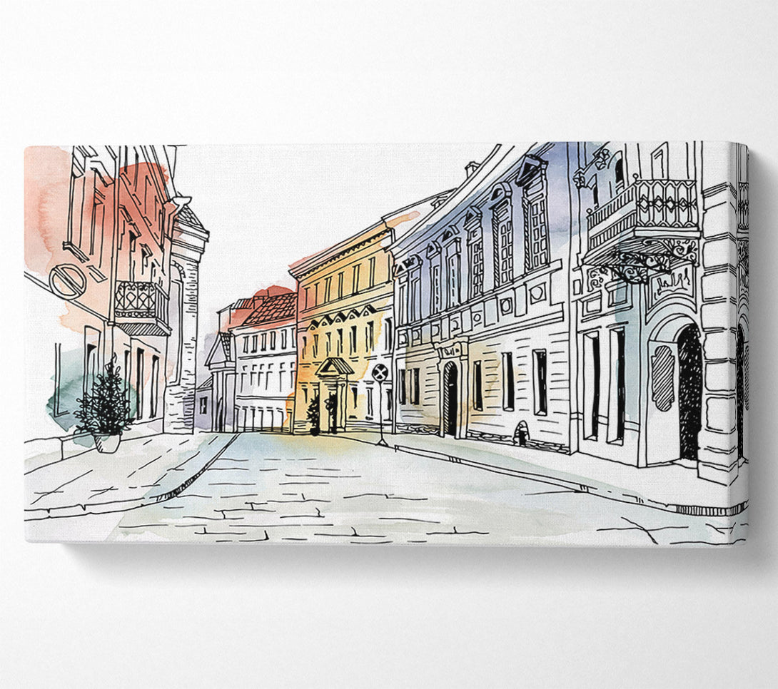  A Canvas Print of Watercolour Village Sketch Canvas Art