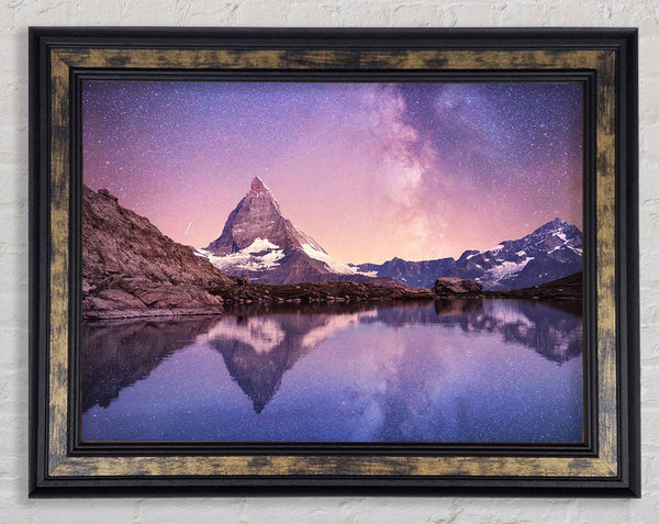Mountains On The River Reflections Star Framed Print