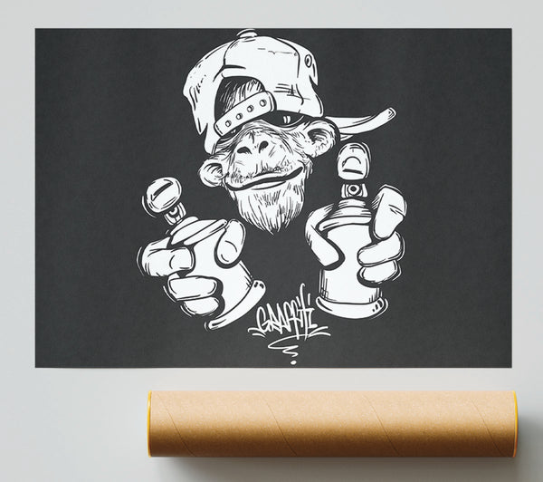 Spray Can Monkey Poster