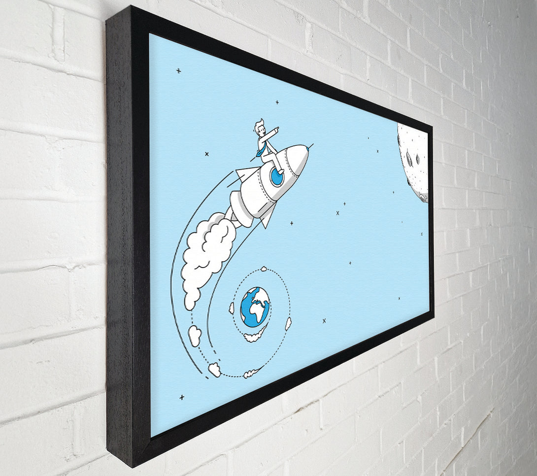  A Canvas Print of Rocket Ship To The Moon Space Canvas Print