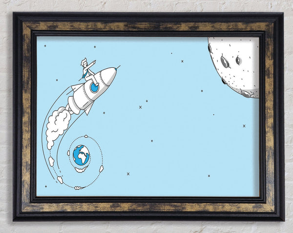 Rocket Ship To The Moon Space Framed Print