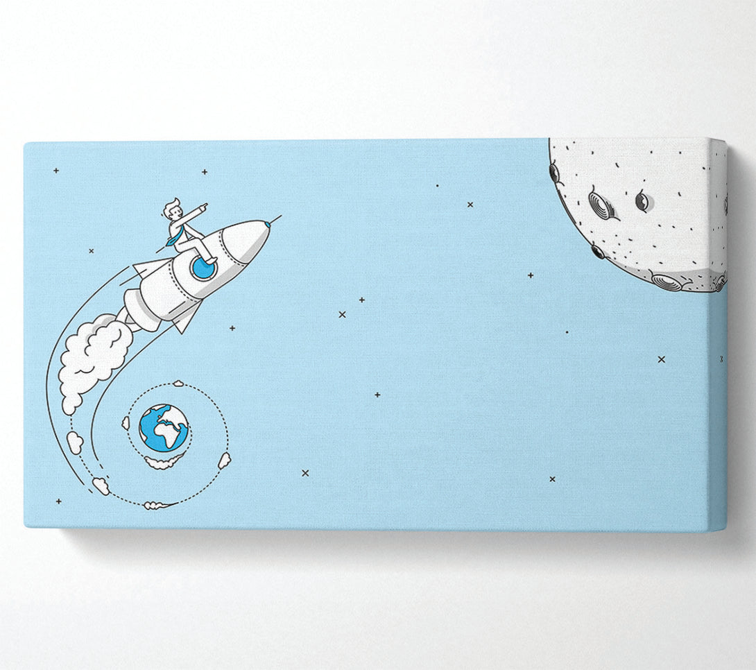  A Canvas Print of Rocket Ship To The Moon Space Canvas Print