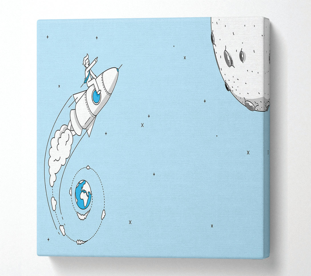  A Canvas Print of Rocket Ship To The Moon Space Canvas Print