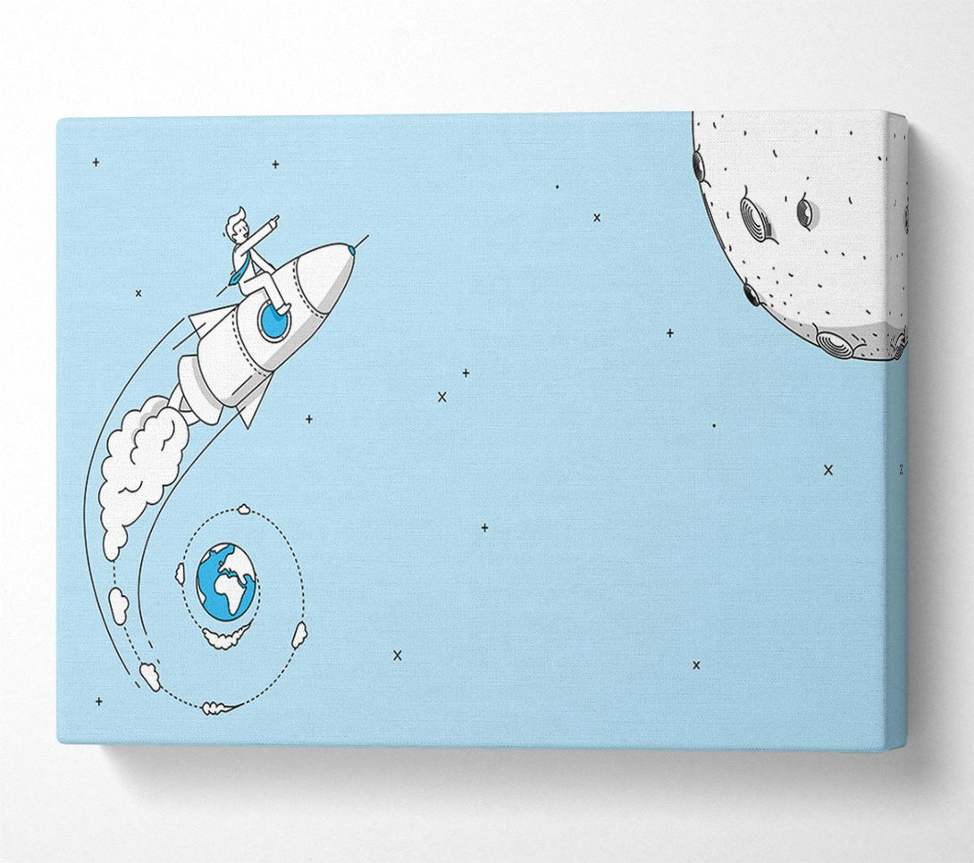  A Canvas Print of Rocket Ship To The Moon Space Canvas Print