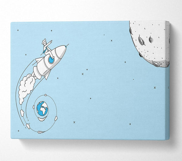  A Canvas Print of Rocket Ship To The Moon Space Canvas Print