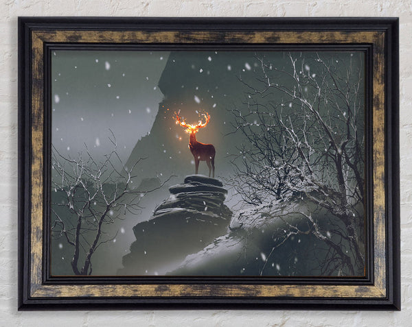 Fire Stag Framed Print