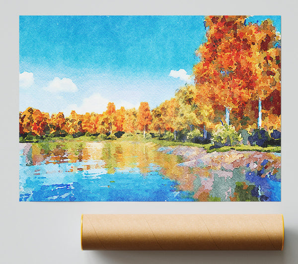 Vibrant Orange Trees Giclee Print