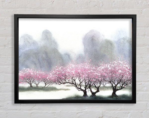 Pink Blossom Dusk Framed Print