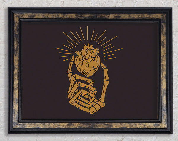 Skeleton Hand On Heart Framed Print
