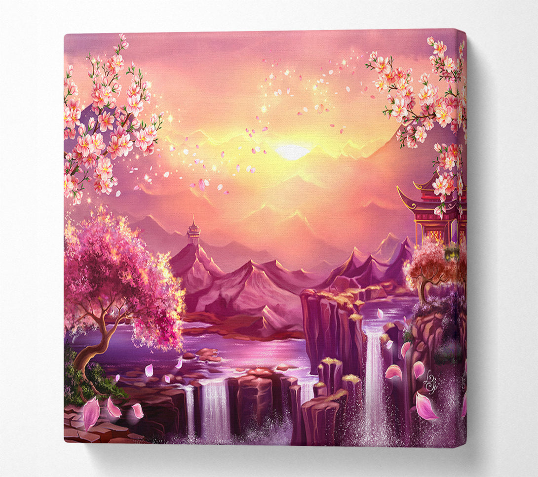  A Canvas Print of Beautiful Pink Blossom Waterfall Canvas Art