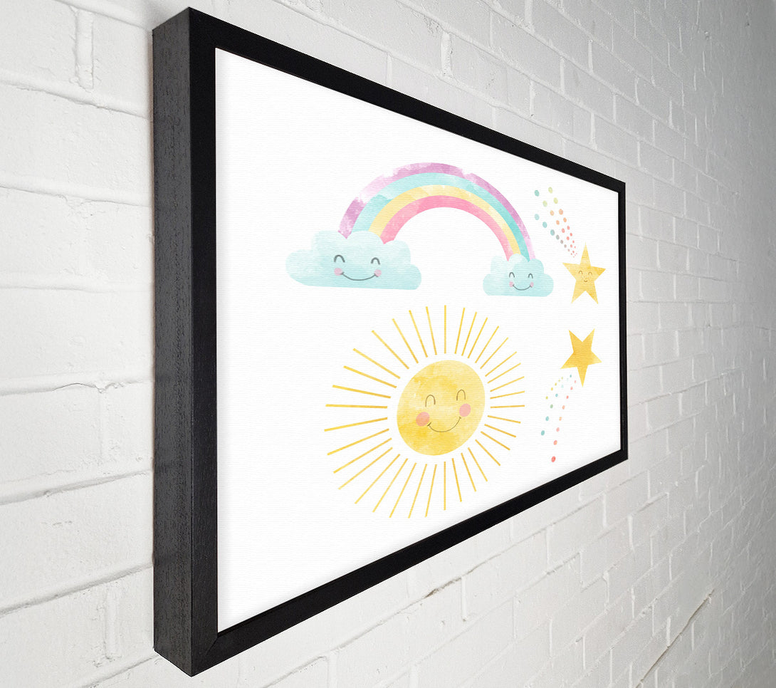 A Canvas Print of Happy Rainbow And Clouds Canvas Art