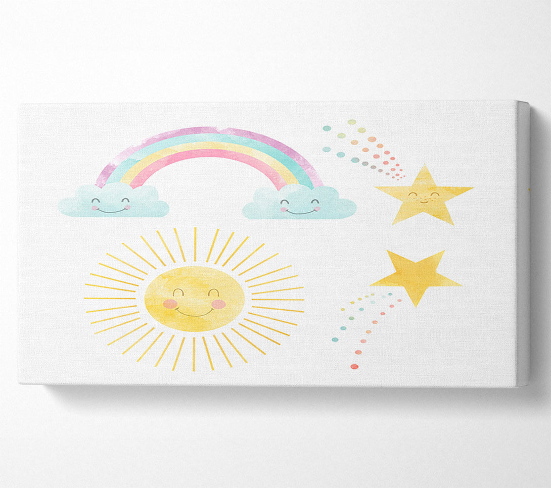  A Canvas Print of Happy Rainbow And Clouds Canvas Art