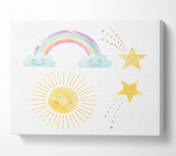  A Canvas Print of Happy Rainbow And Clouds Canvas Art