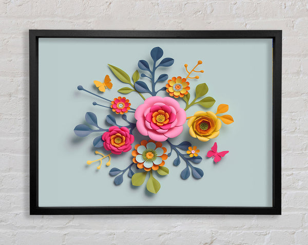 Three Dimensional Flowers Framed Print