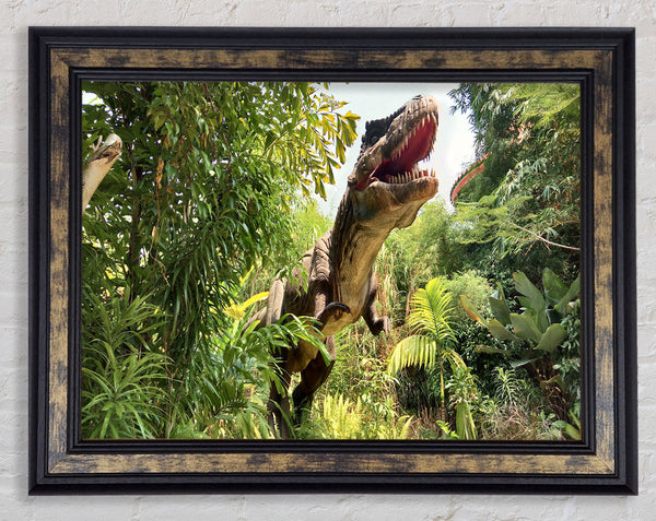 T-Rex Attack Framed Print