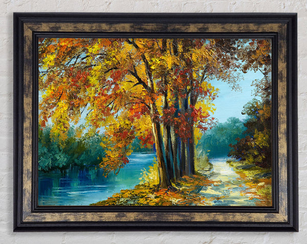 Autumn Tree Branches Painting Framed Print