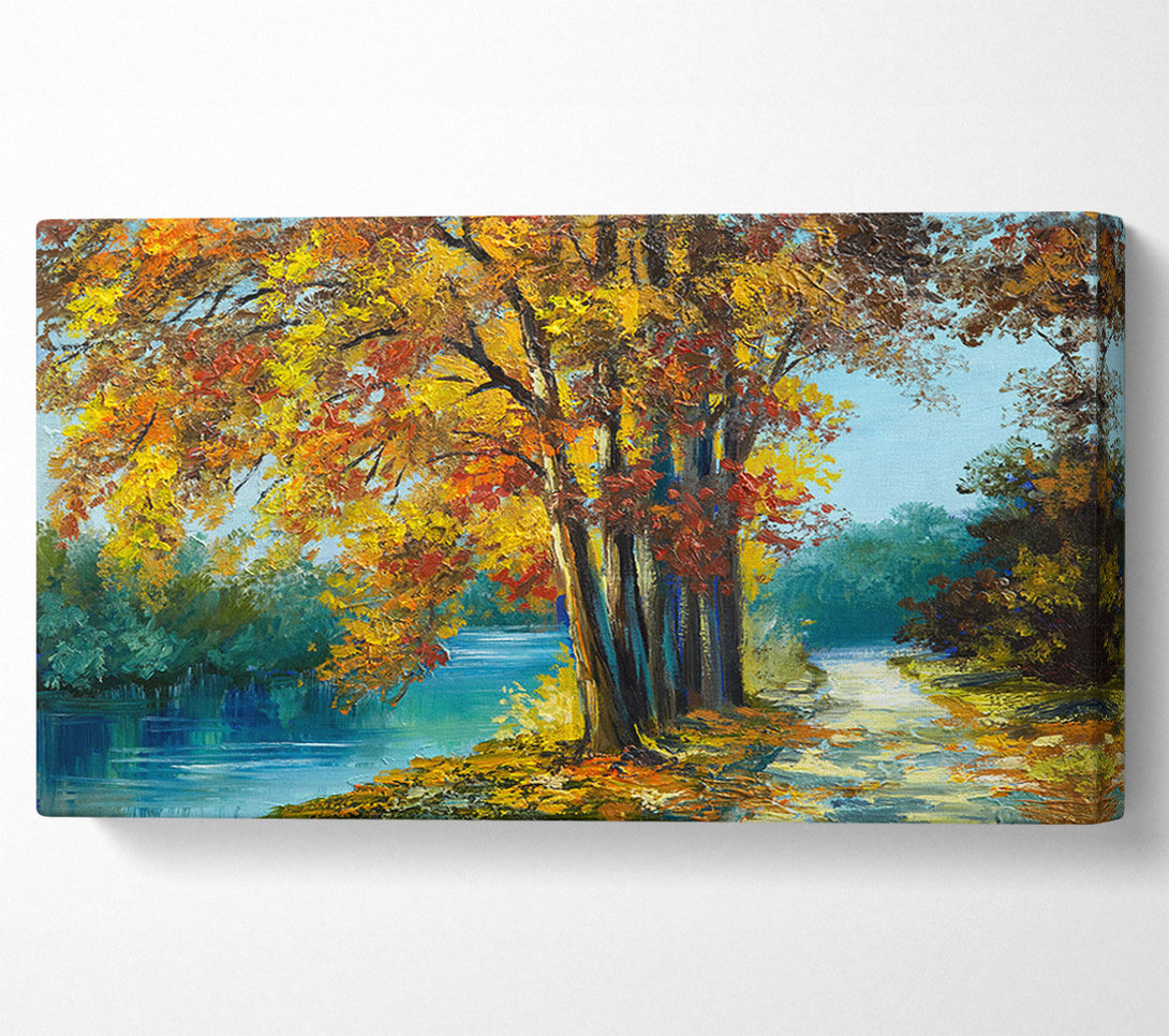  A Canvas Print of Autumn Tree Branches Painting Canvas Wall Art