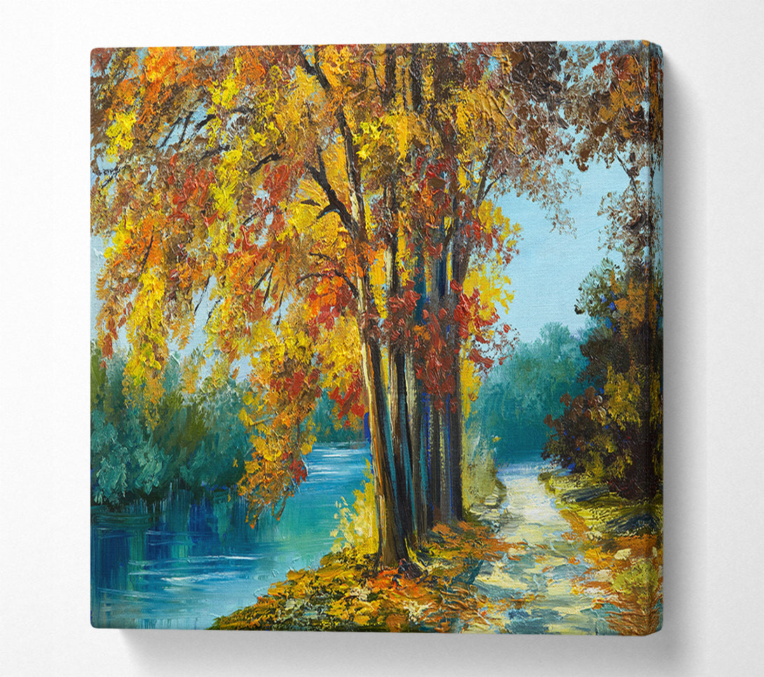  A Canvas Print of Autumn Tree Branches Painting Canvas Wall Art