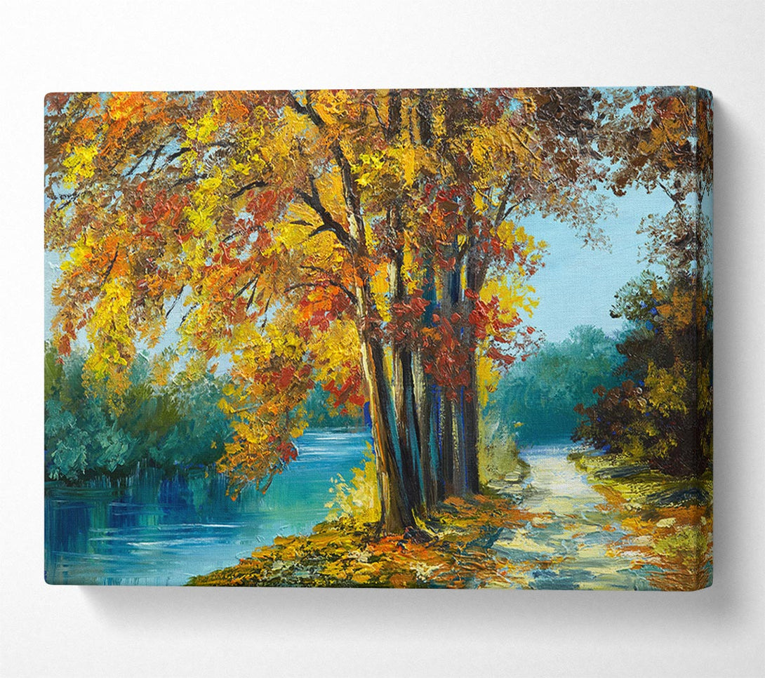  A Canvas Print of Autumn Tree Branches Painting Canvas Wall Art
