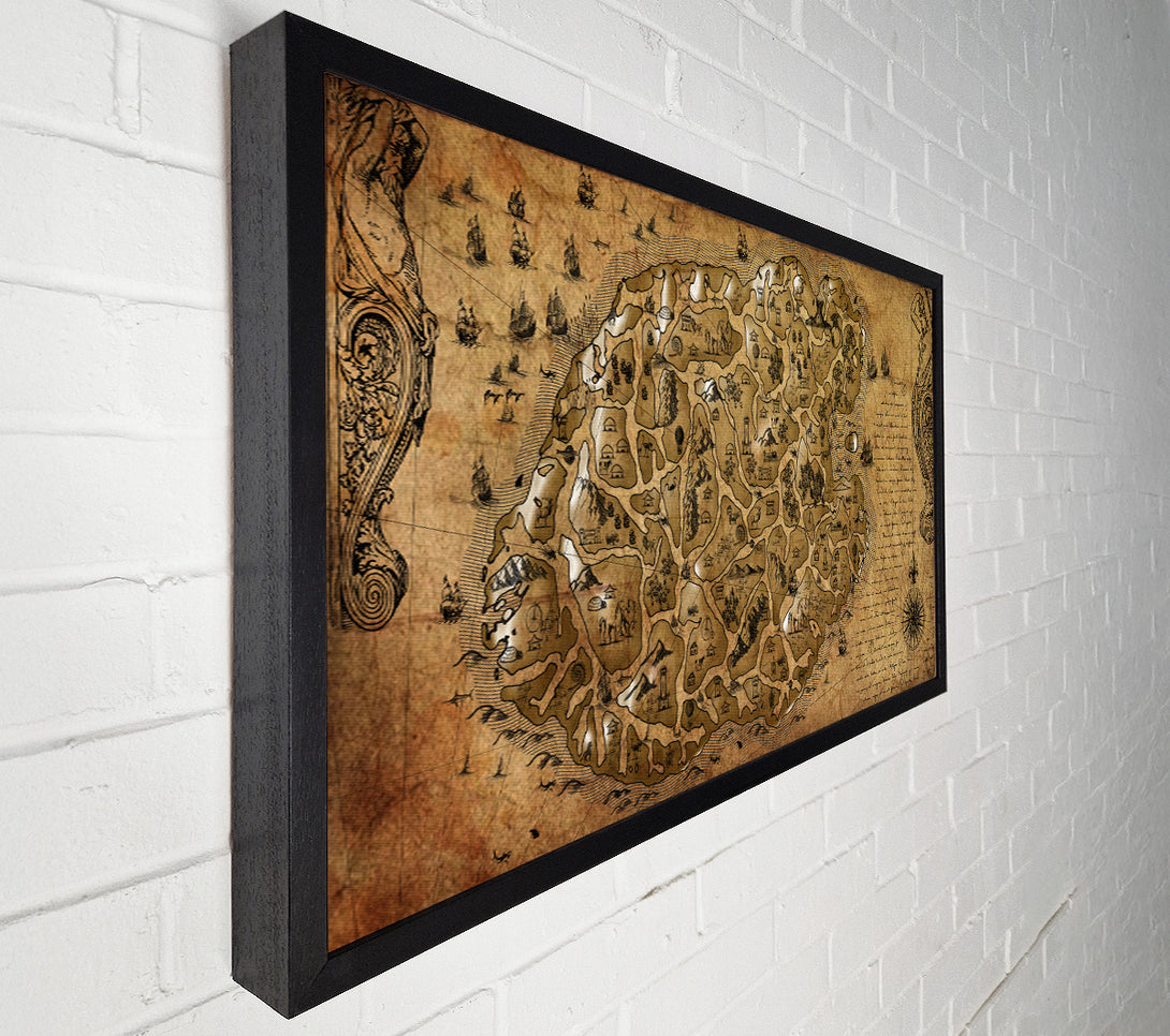 A Canvas Print of The Old Sepia Map Canvas Print
