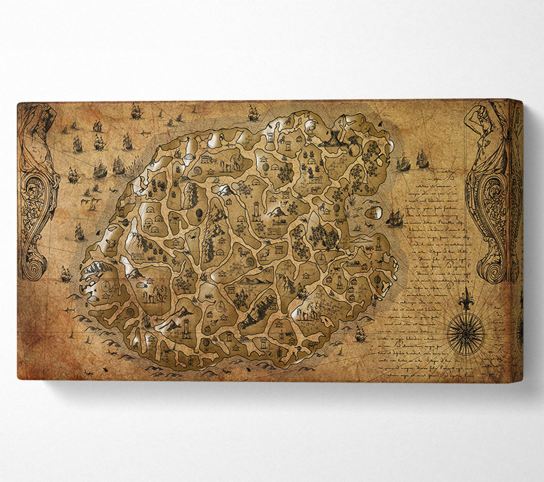  A Canvas Print of The Old Sepia Map Canvas Print