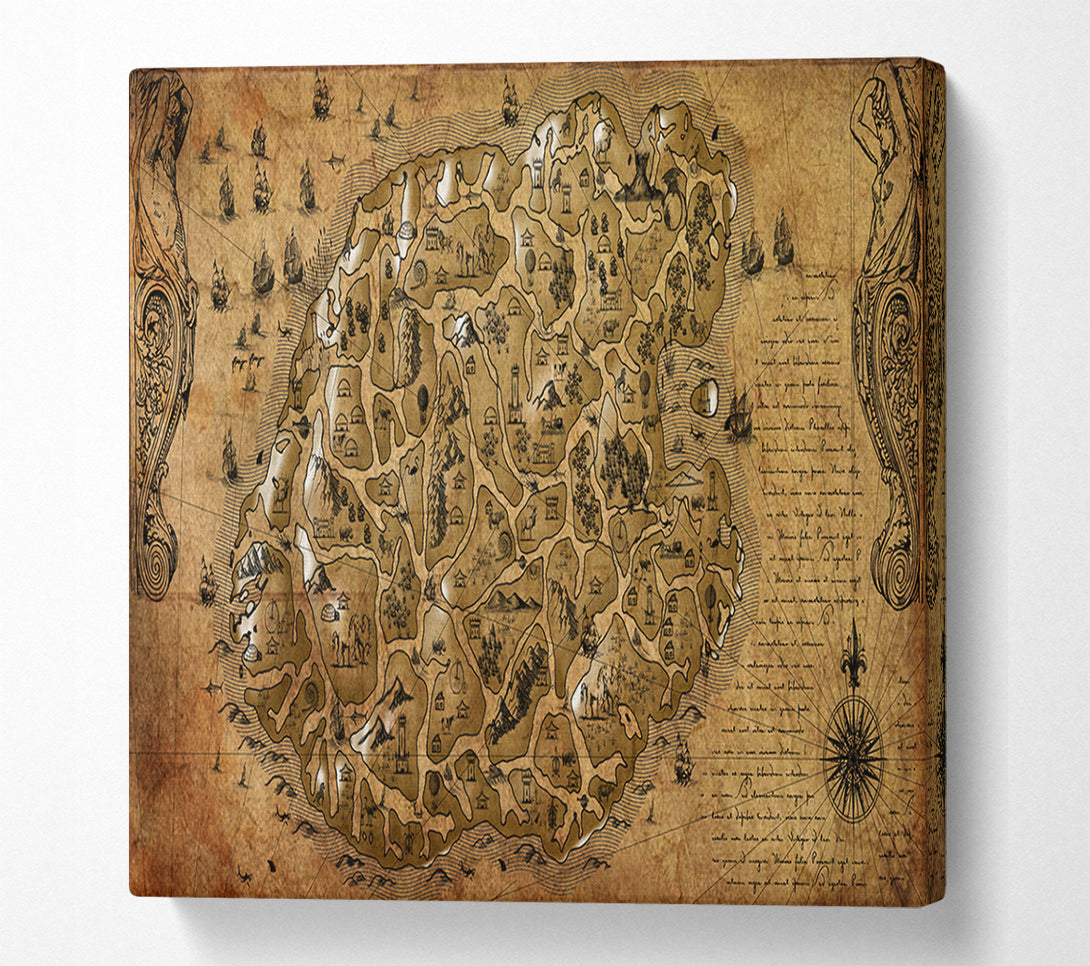  A Canvas Print of The Old Sepia Map Canvas Print