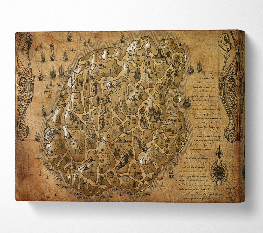  A Canvas Print of The Old Sepia Map Canvas Print