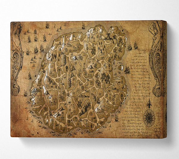  A Canvas Print of The Old Sepia Map Canvas Print