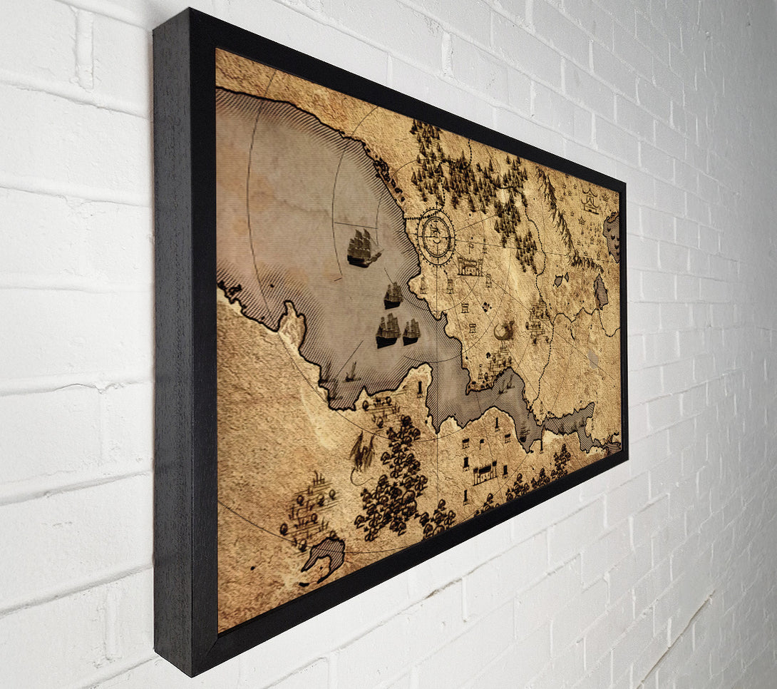  A Canvas Print of The Sepia Map Canvas Art