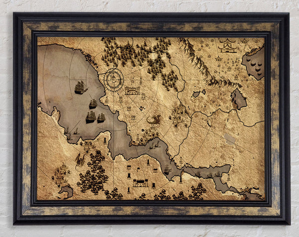 The Sepia Map Framed Print