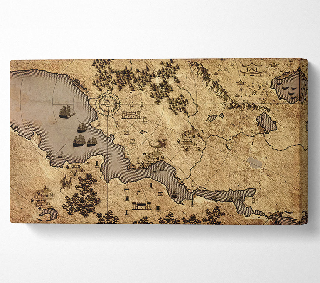  A Canvas Print of The Sepia Map Canvas Art
