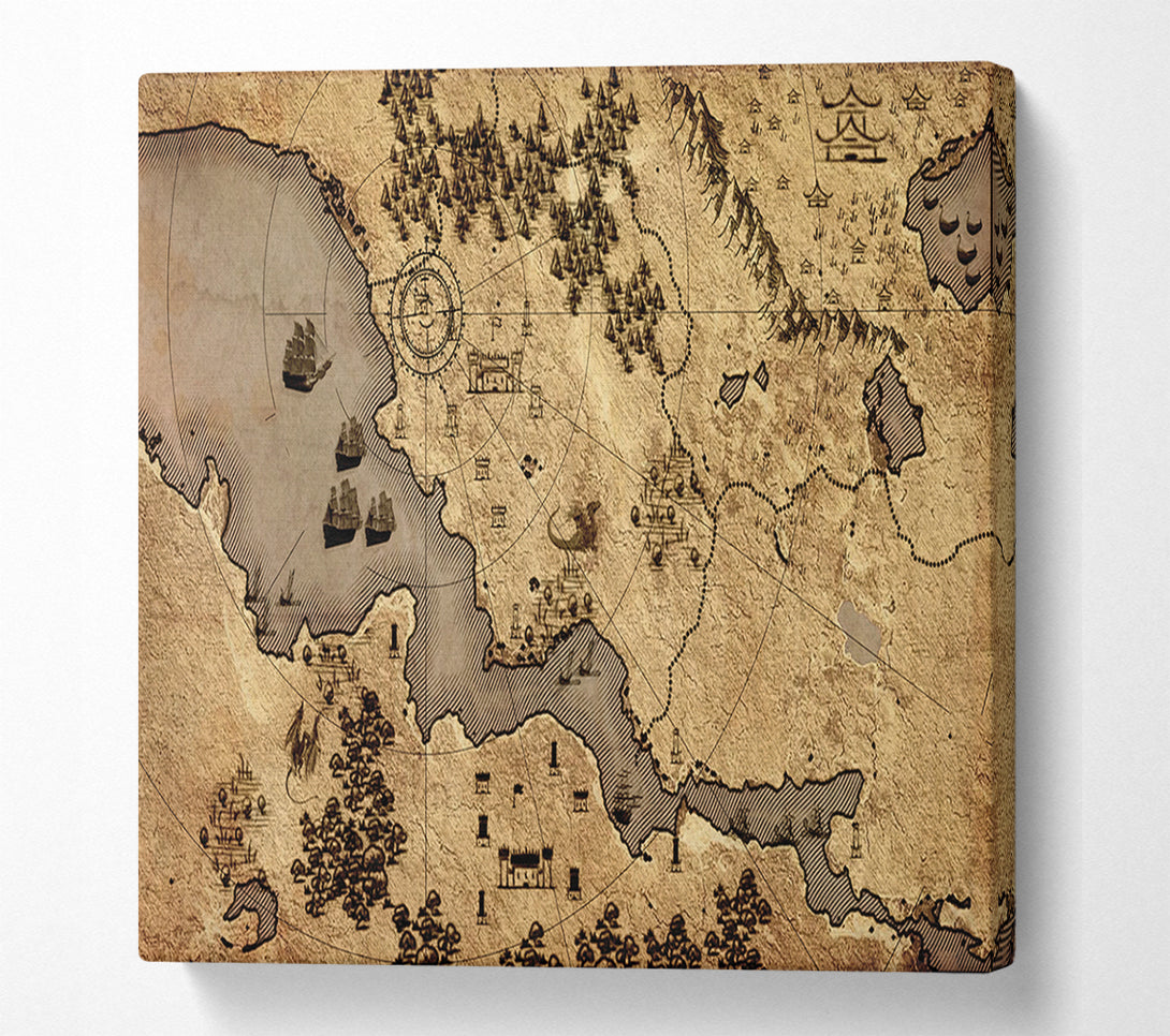  A Canvas Print of The Sepia Map Canvas Art