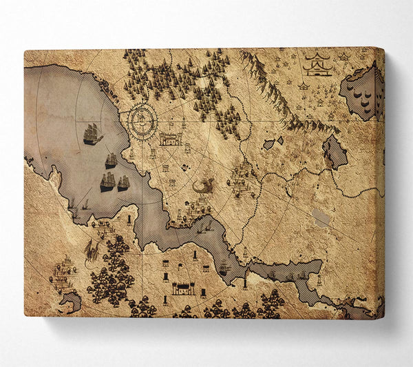 A Canvas Print of The Sepia Map Canvas Art