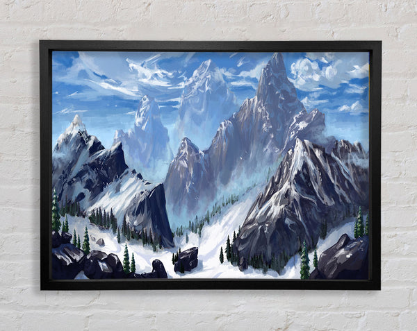 Sharp Mountain Snow Framed Print