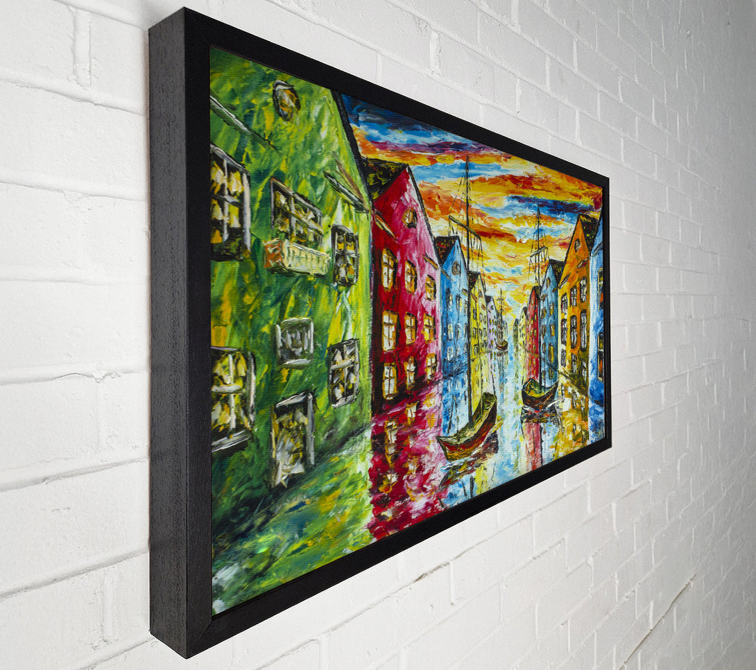  A Canvas Print of The Sea Village Painted Two Canvas Art