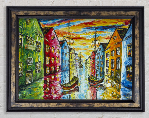 The Sea Village Painted Two Framed Print