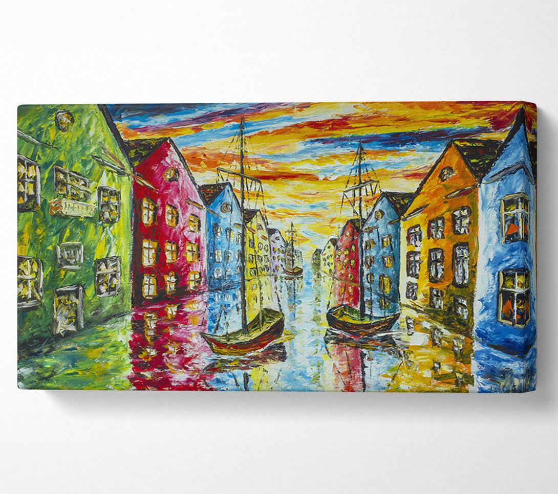  A Canvas Print of The Sea Village Painted Two Canvas Art