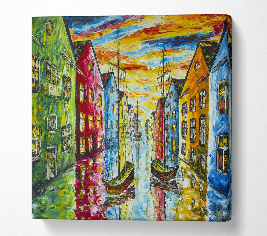  A Canvas Print of The Sea Village Painted Two Canvas Art