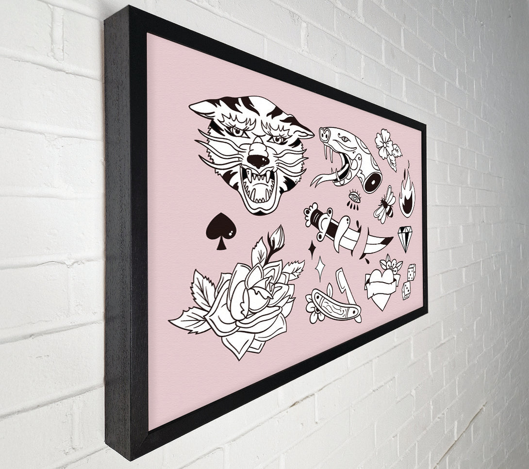  A Canvas Print of Tattoo Flash Design Dagger Canvas Print