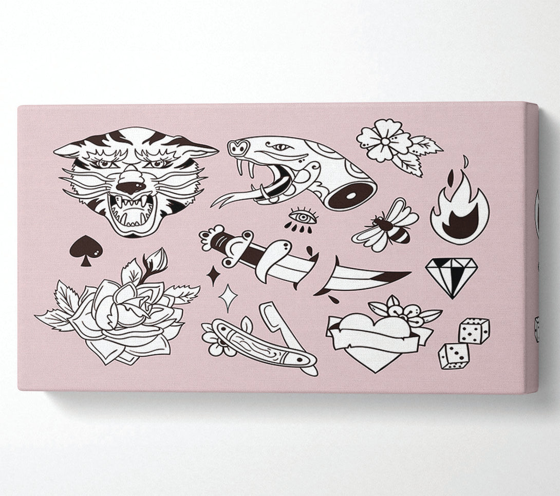  A Canvas Print of Tattoo Flash Design Dagger Canvas Print