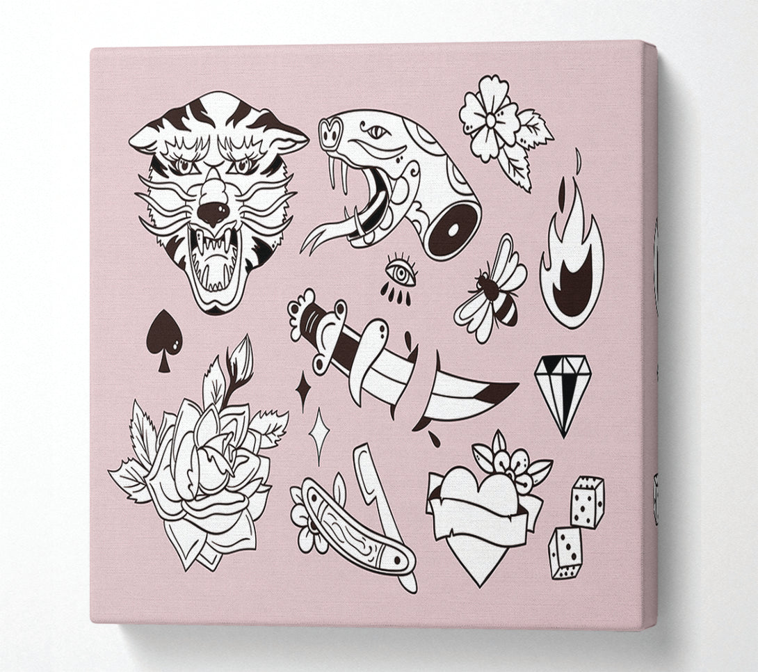  A Canvas Print of Tattoo Flash Design Dagger Canvas Print