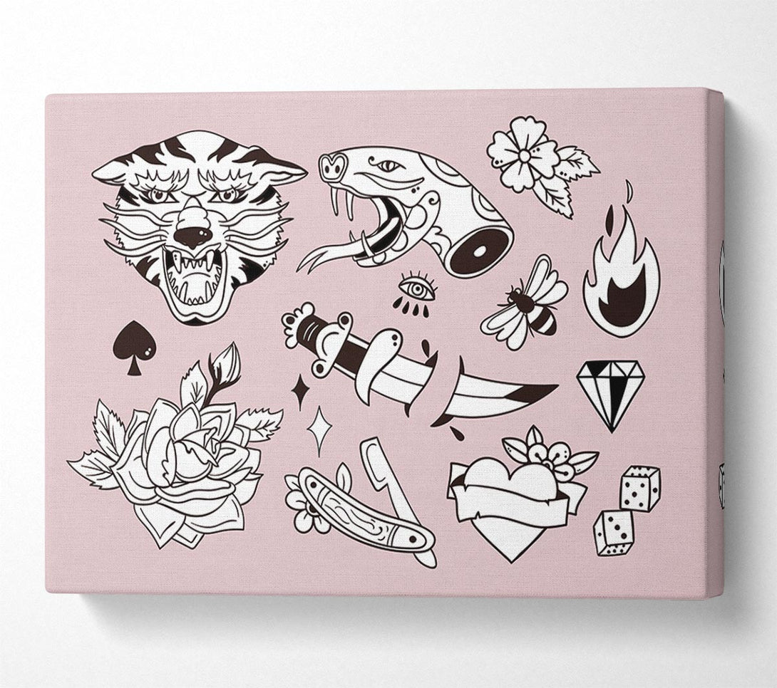  A Canvas Print of Tattoo Flash Design Dagger Canvas Print