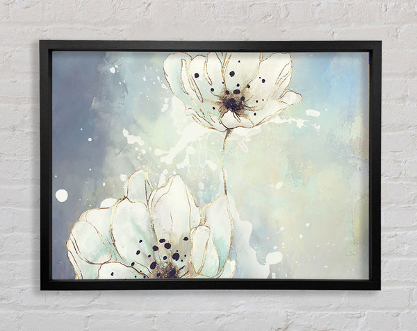 White Flowers In Abstract Framed Print