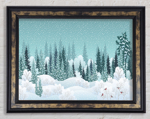 Snow In Amongst The Trees Framed Print
