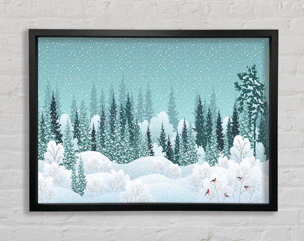 Snow In Amongst The Trees Framed Print