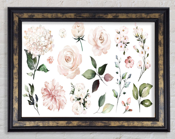 Montage Of Pink Flowers Framed Print