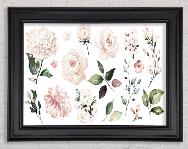 Montage Of Pink Flowers Framed Print