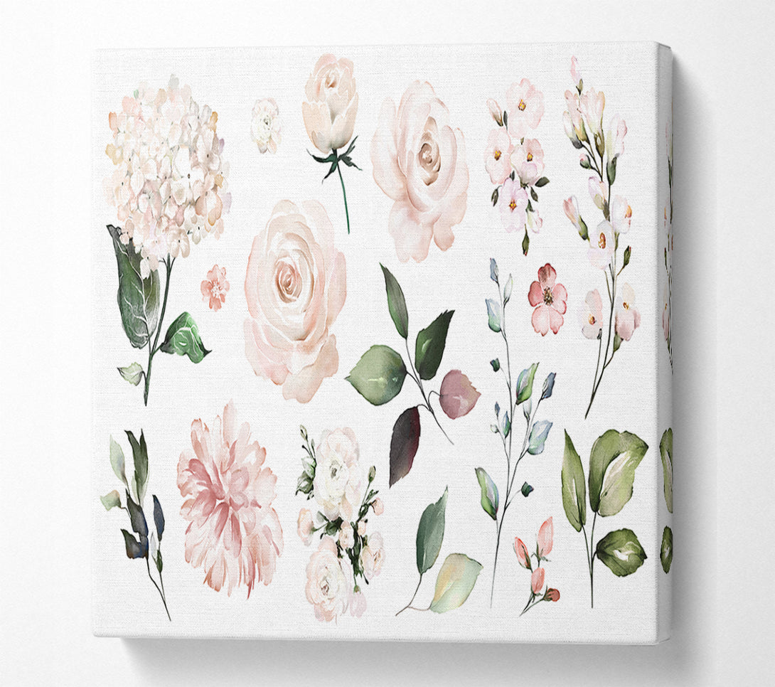  A Canvas Print of Montage Of Pink Flowers Canvas Wall Art