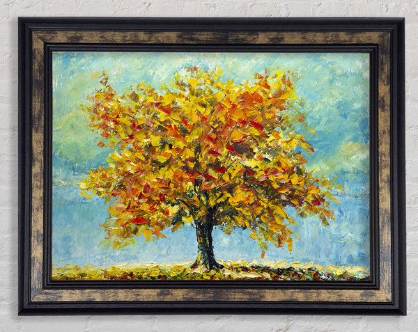Tree Burns Orange Framed Print
